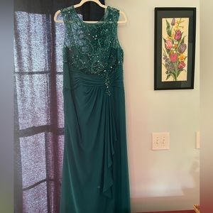 Evening dress with gorgeous embellishment on top . Size 16